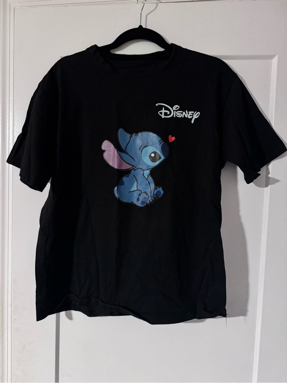 Disney Black Tee with Blue Stitch Graphic